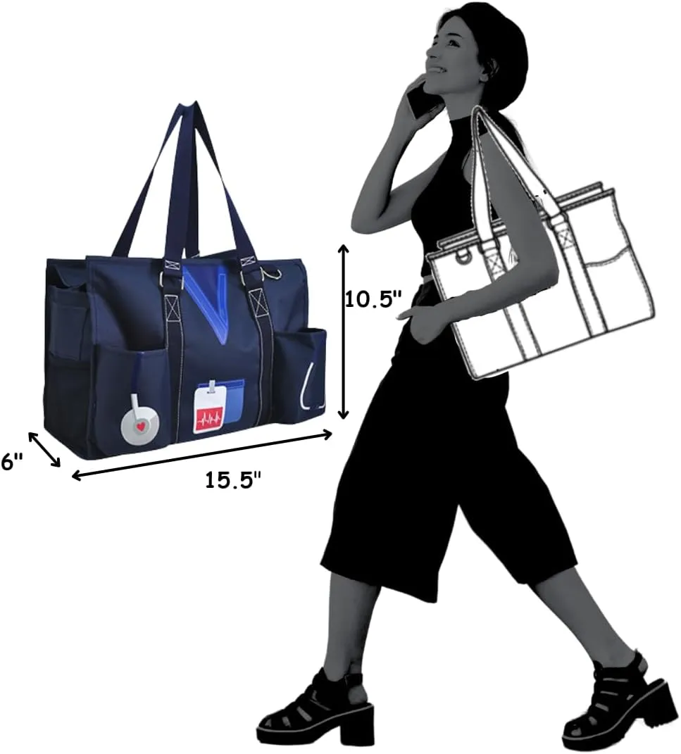 NGIL Utility Water Resistant Tote Bag, Top Zipper Closure, Perfect Gifts for Working Women, Nurses, Gym bag