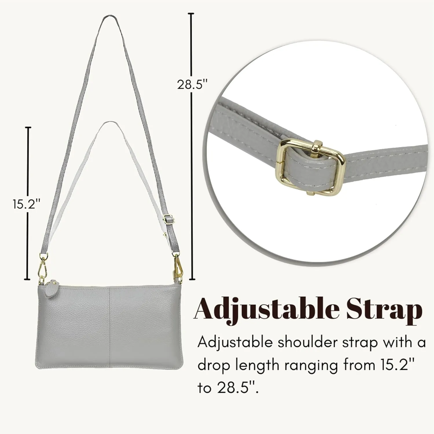 NGIL Women Genuine Leather Crossbody Wristlet, Women's Handbag, Chic Shoulder Bag Small Wristlet Wallet, Golden Accent Zipper