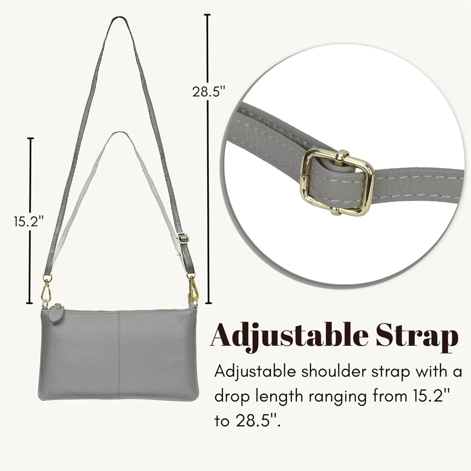 NGIL Women Genuine Leather Crossbody Wristlet, Women's Handbag, Chic Shoulder Bag Small Wristlet Wallet, Golden Accent Zipper