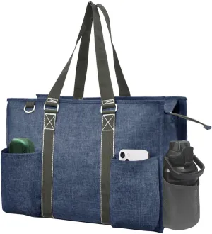 NGIL Zip-Top Tote Bag with Exterior Pockets for Working Women, Teachers, Nurses, and Moms, Design in USA