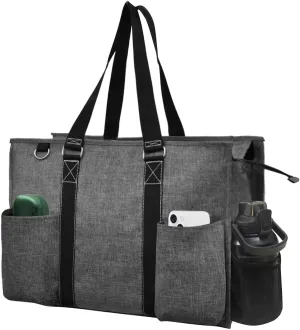 NGIL Zip-Top Tote Bag with Exterior Pockets for Working Women, Teachers, Nurses, and Moms, Design in USA