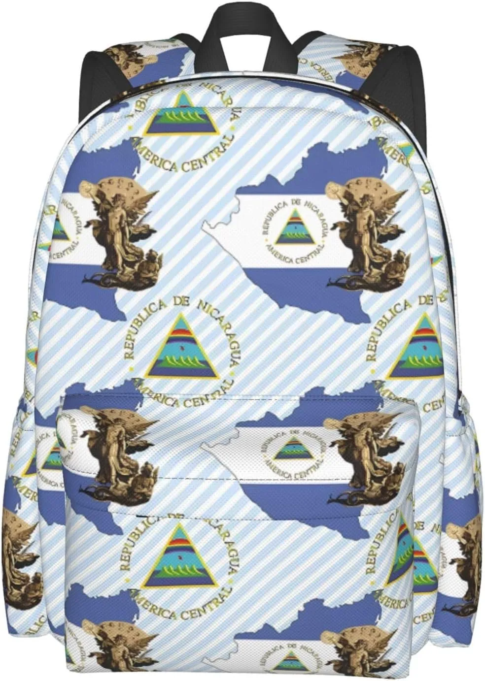 Nicaragua Flag Map St Michael the Archangel Angel Casual Backpack Large Capacity Travel Backpacks Laptop Daypack Commuter Rucksack Adjustable Strap Sports Bags for Hiking Biking