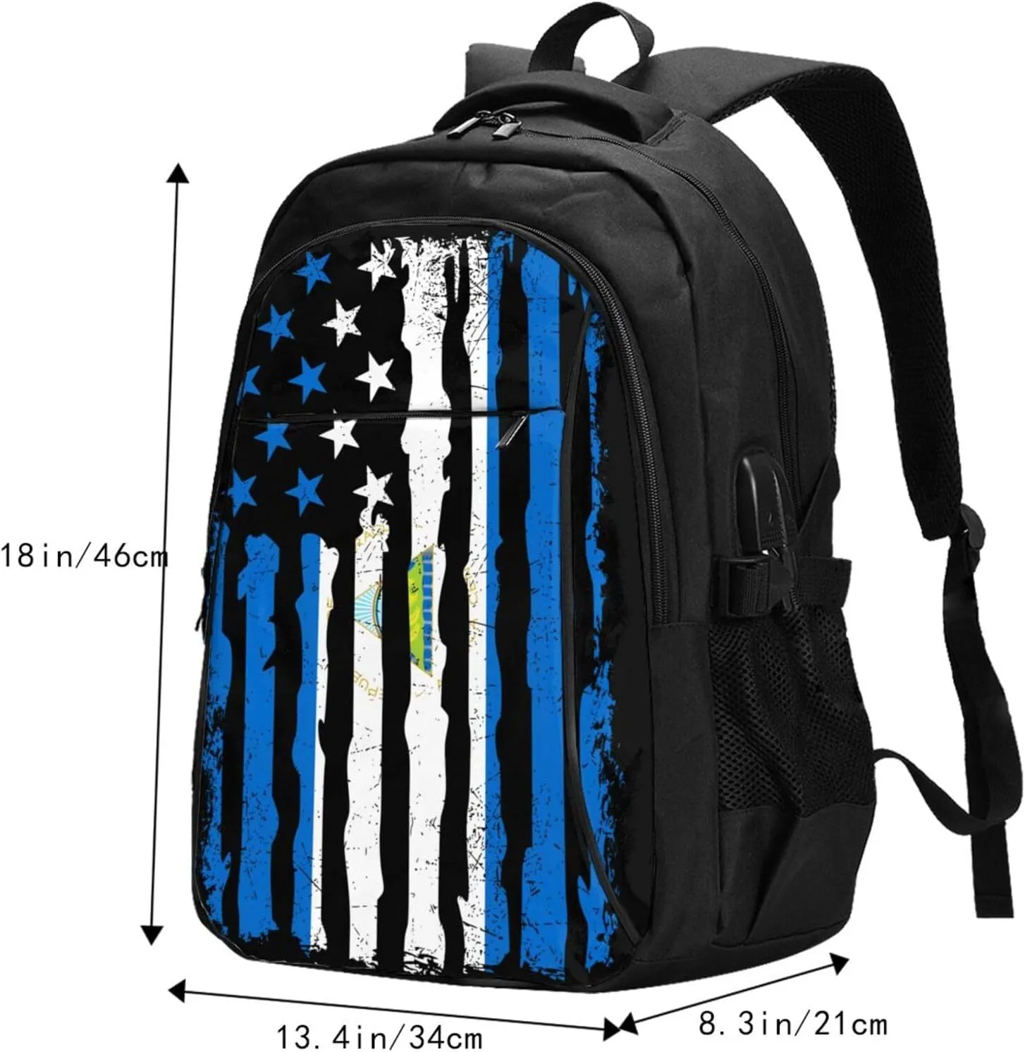 Nicaraguan American Flag Nicaragua Roots Business Laptop Backpack Travel Backpacks Outdoor Rucksack Large Bag Daypack with USB Charging Port Multi-Pocket for Hiking Camping