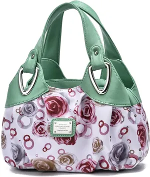 NICOLE & DORIS Ladies Fashion Handbags Elegant Top-handle Bags for Women Floral Shoulder Bags PU Leather