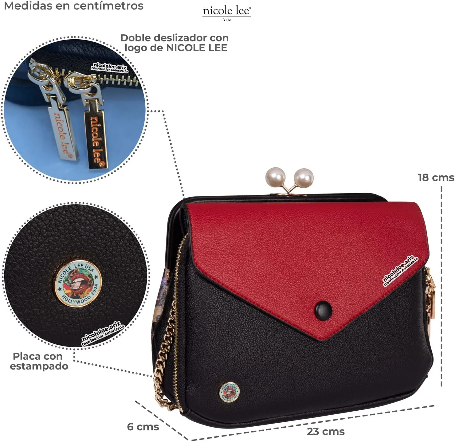 Nicole Lee Pearl Kiss Lock Envelope Crossbody Handbag, Women's Fashion Print Vegan Leather Clutch