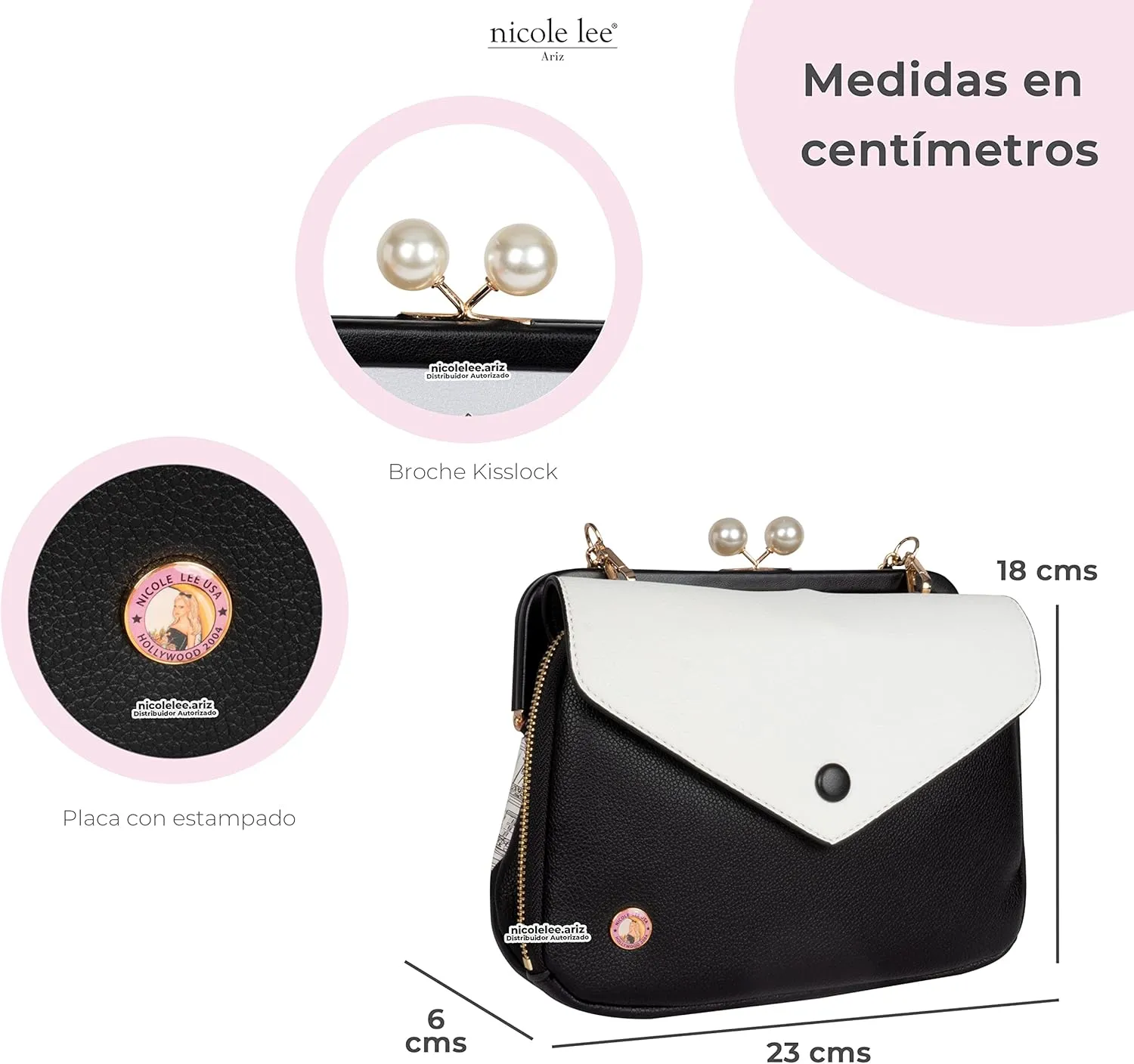 Nicole Lee Pearl Kiss Lock Envelope Crossbody Handbag, Women's Fashion Print Vegan Leather Clutch