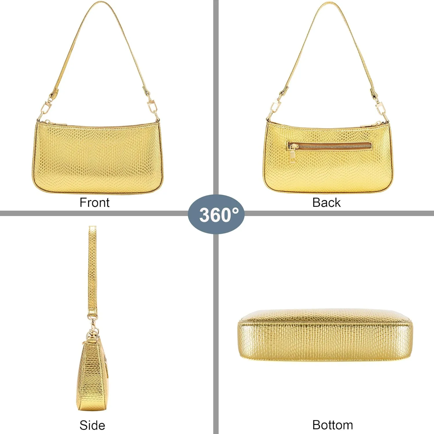 NIUEIMEE ZHOU Shoulder Bag for Women Retro Vegan Leather Classic Clutch Tote HandBags Purses with Zipper Closure