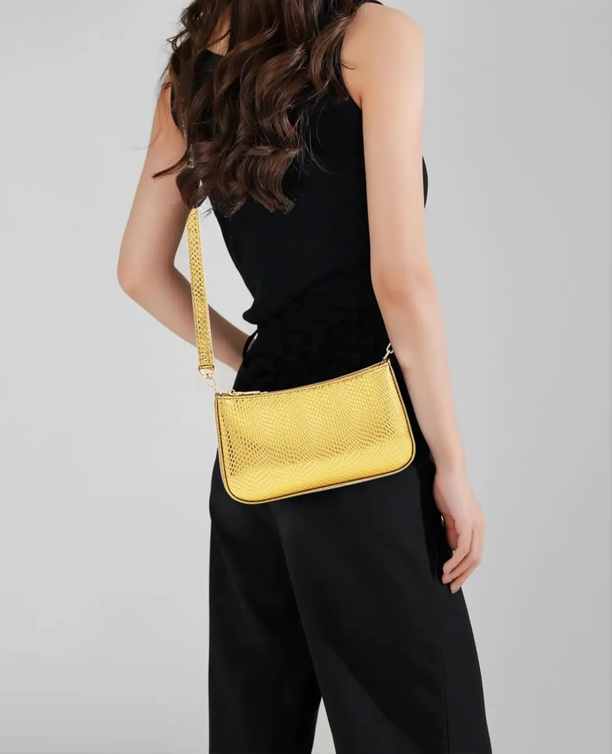 NIUEIMEE ZHOU Shoulder Bag for Women Retro Vegan Leather Classic Clutch Tote HandBags Purses with Zipper Closure