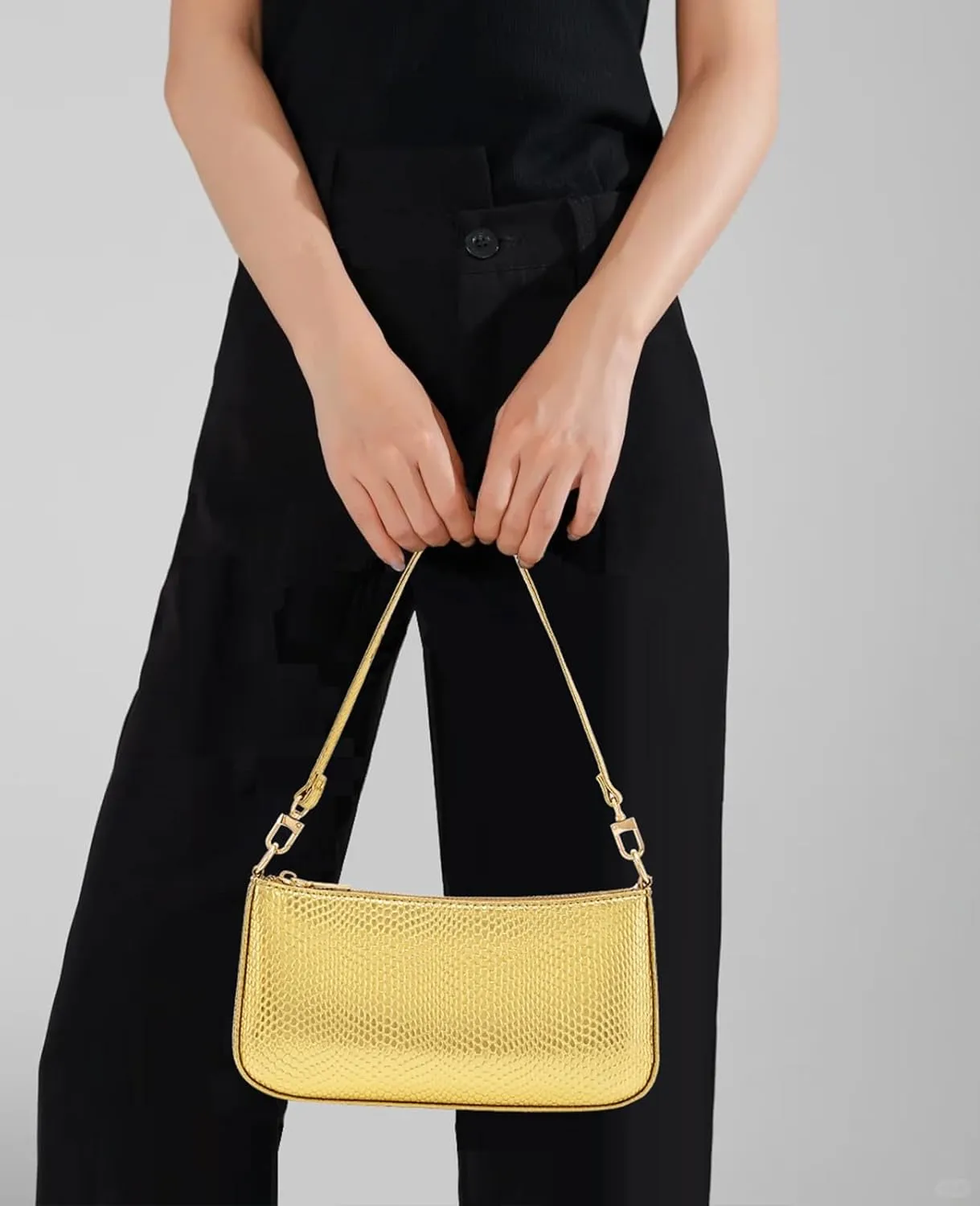NIUEIMEE ZHOU Shoulder Bag for Women Retro Vegan Leather Classic Clutch Tote HandBags Purses with Zipper Closure