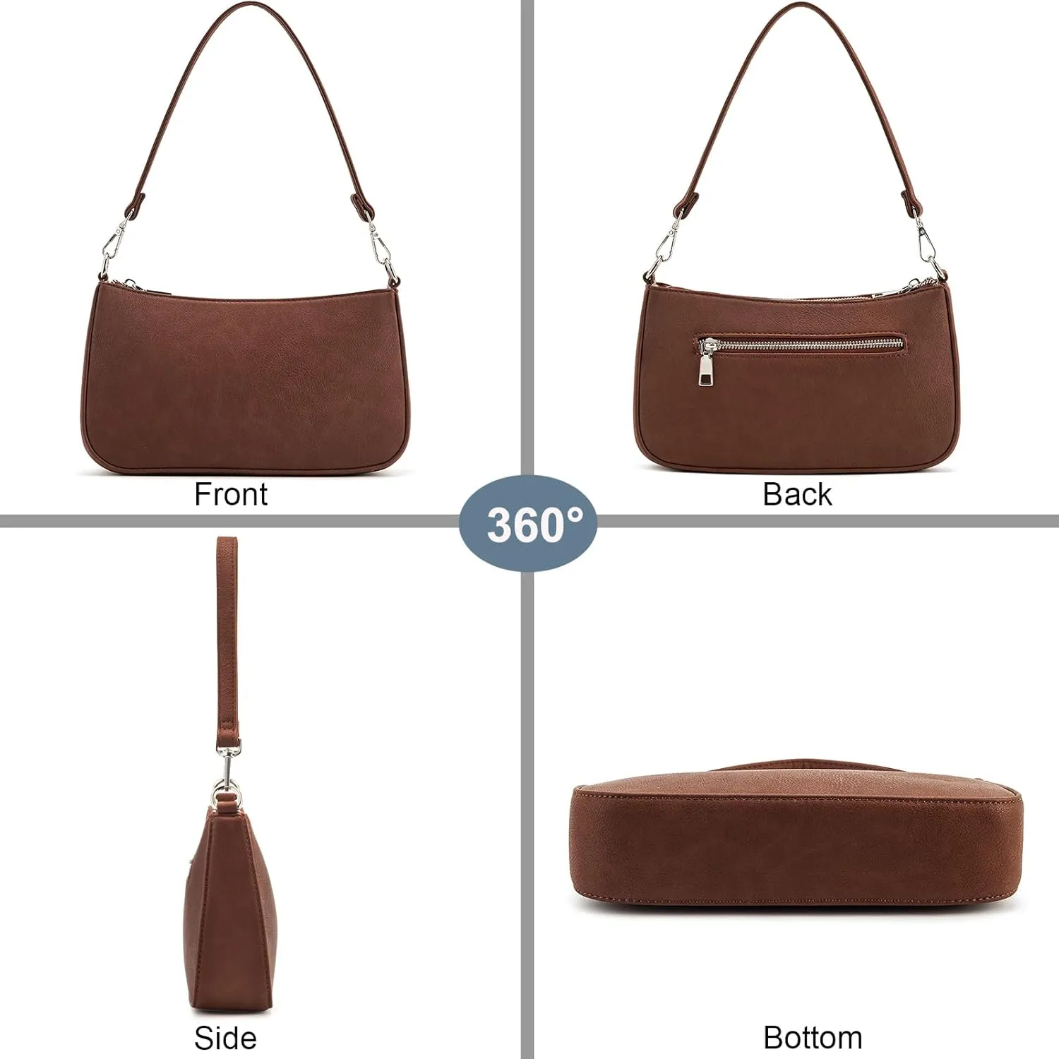 NIUEIMEE ZHOU Small Shoulder bag with 2 Removable Straps Cross Body Clutch Purse Handbag for Women