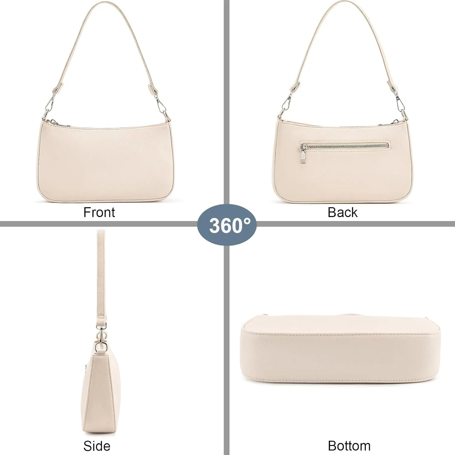 NIUEIMEE ZHOU Small Shoulder bag with 2 Removable Straps Cross Body Clutch Purse Handbag for Women