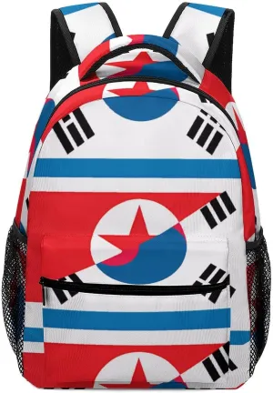North Korea South Korean Flag Cute Backpacks 16.5″ With Padded Straps Funny Back Pack Daypack Laptop Bag for Work Travel Hiking Camping