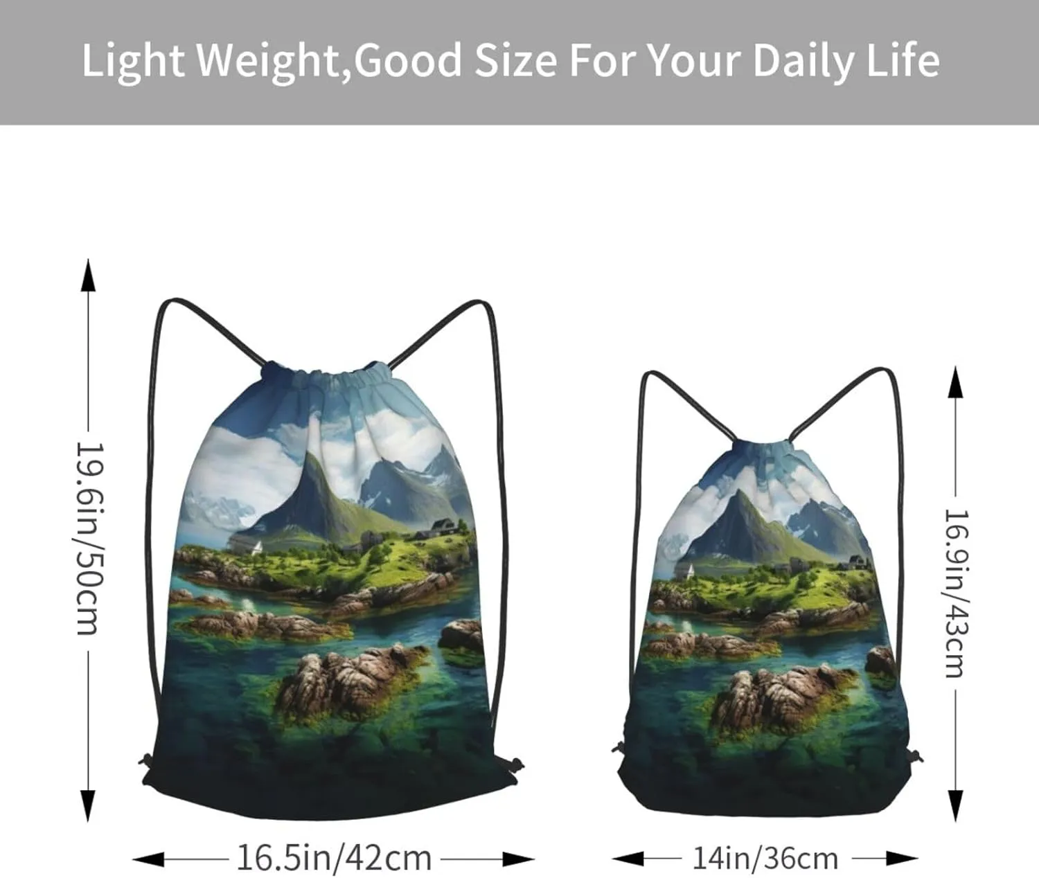 Norway Islands Drawstring Backpacks Polyester Bag For Yoga Meditation Fitness