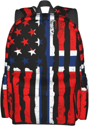 Norwegian American Flag Norway Root Casual Backpack Large Capacity Travel Backpacks Laptop Daypack Commuter Rucksack Adjustable Strap Sports Bags for Hiking Biking