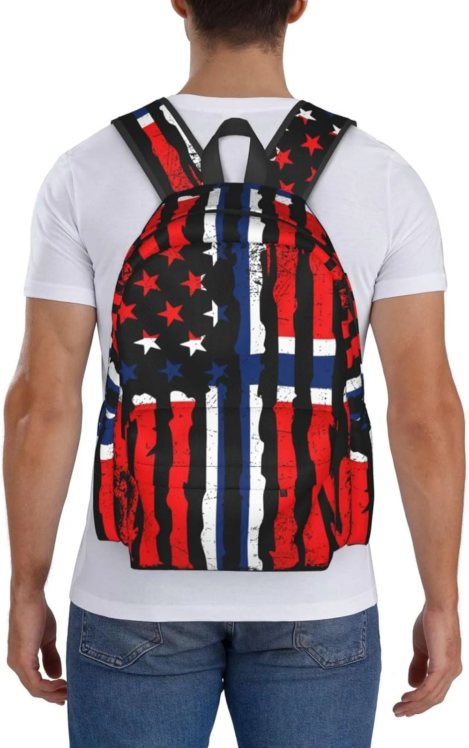 Norwegian American Flag Norway Root Casual Backpack Large Capacity Travel Backpacks Laptop Daypack Commuter Rucksack Adjustable Strap Sports Bags for Hiking Biking