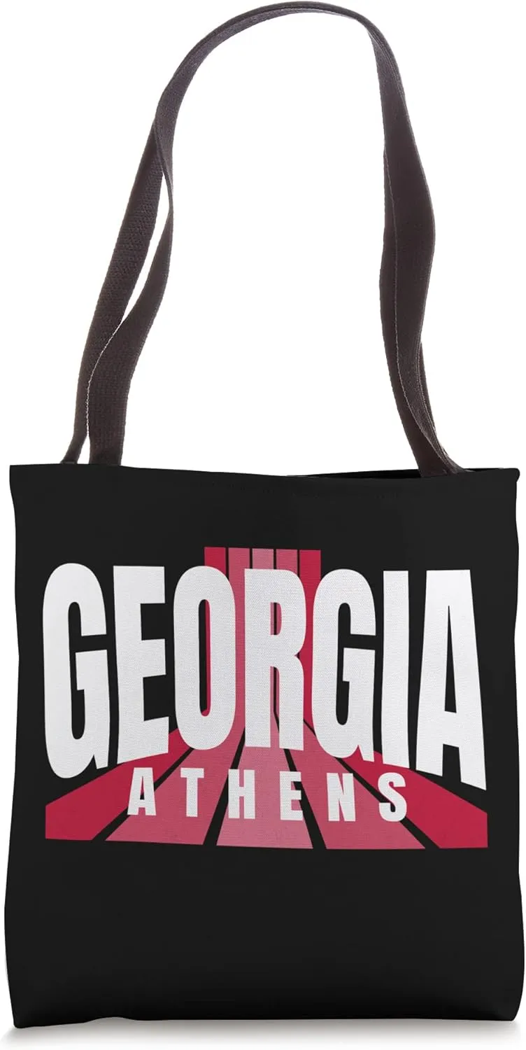 Nostalgic Athens GA Red & Black Athens GA Striped Fanatics Tote Bag