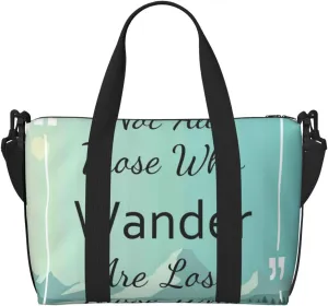 Not All Those Who Wander Are Lost Travel Bag for Women Men Weekender Bags Carry on Overnight Bag Tote Bag Yoga Gym Bag for Gym, Work, Weekend, Travel, Personal Items