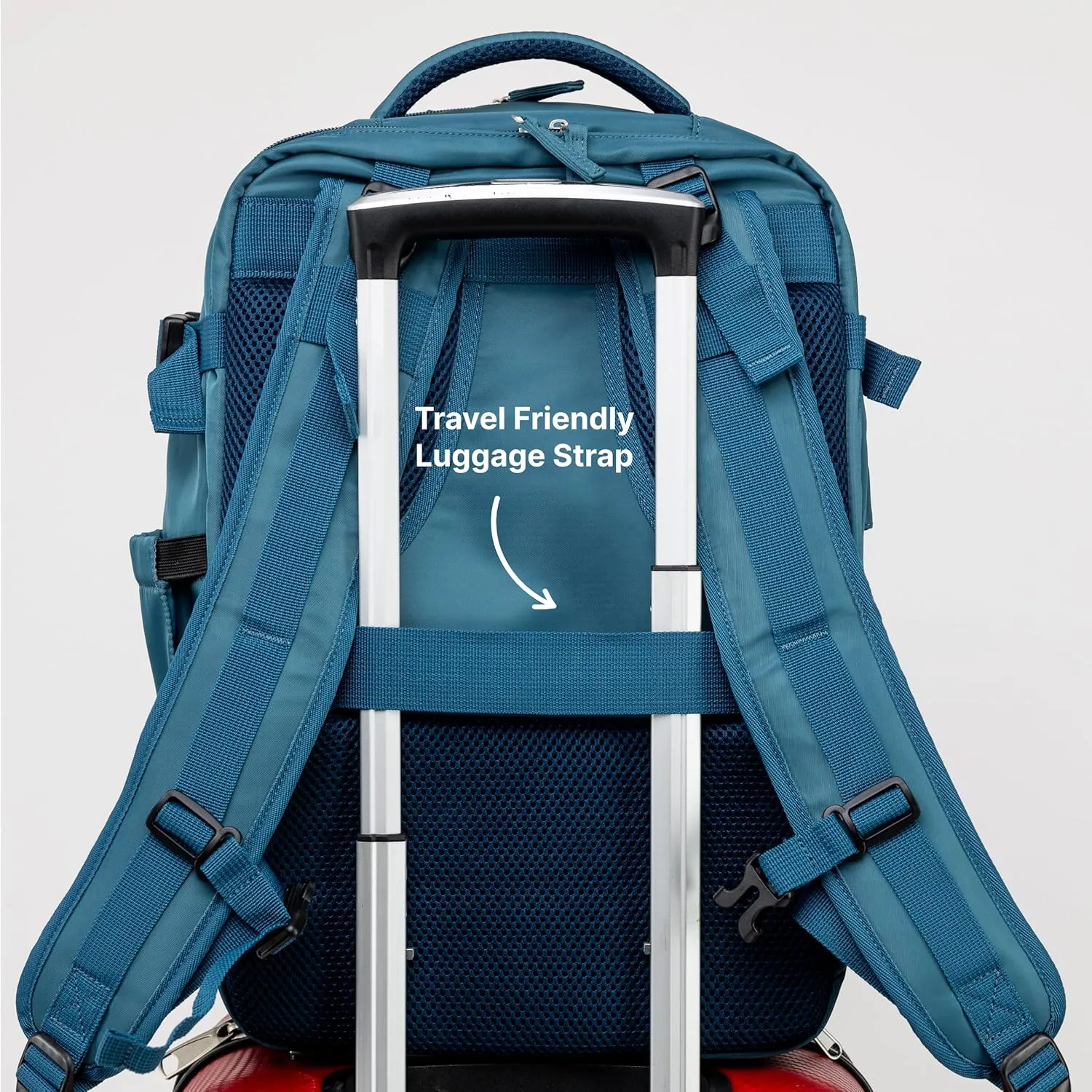 (Not Made In China) Travel Backpack For Men and Women, Airline Approved Carry On Bag w/Shoe Compartment, Fits 16 inch Laptop Computer, Personal Item Bag w/USB Charging Port (Columbus, Peacock Blue)