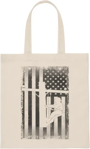 Novelty Retro Nostalgic Nationalist Nationalistic Wiremen Hilarious Electrical Expert Flag-Waving Enthusiast Canvas Tote Bag