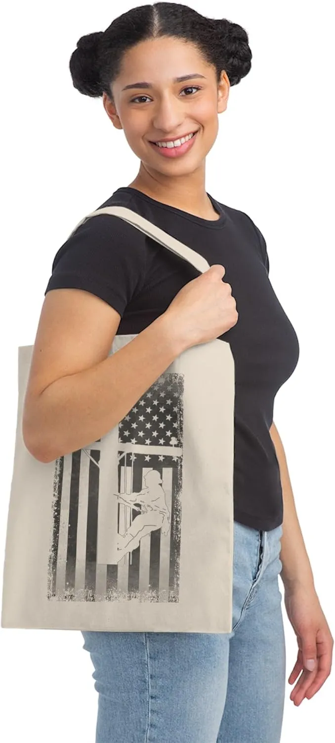 Novelty Retro Nostalgic Nationalist Nationalistic Wiremen Hilarious Electrical Expert Flag-Waving Enthusiast Canvas Tote Bag