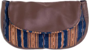 NOVICA Artisan Handwoven Cotton Cosmetic Bag Striped from El Salvador Handbags Brown Yoga ' Straight Paths'