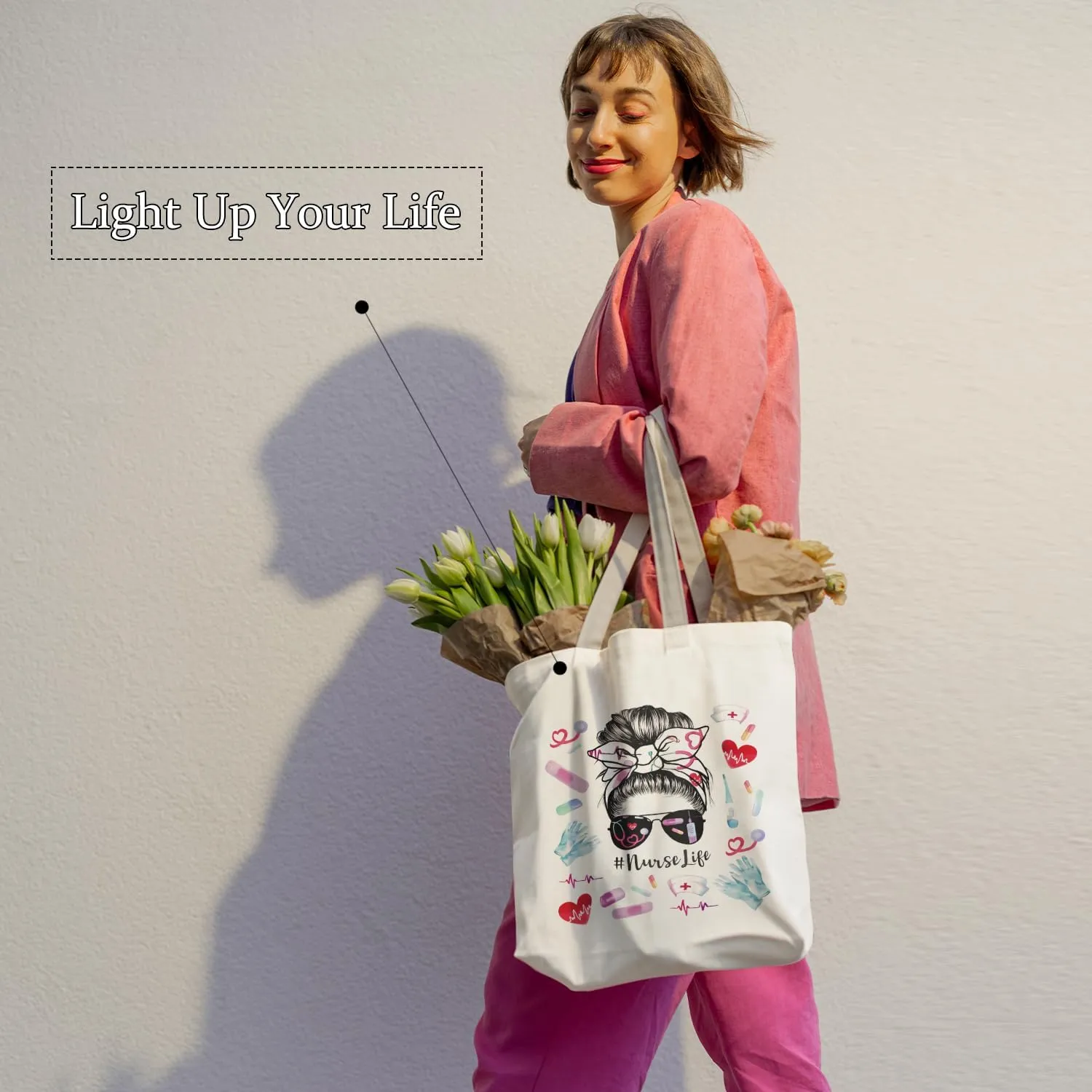 Nurse Tote Bag, Nurse Gifts Canvas Tote Bags for Women, Nurses Week Gifts, Nursing Reusable Grocery Shopping Bags