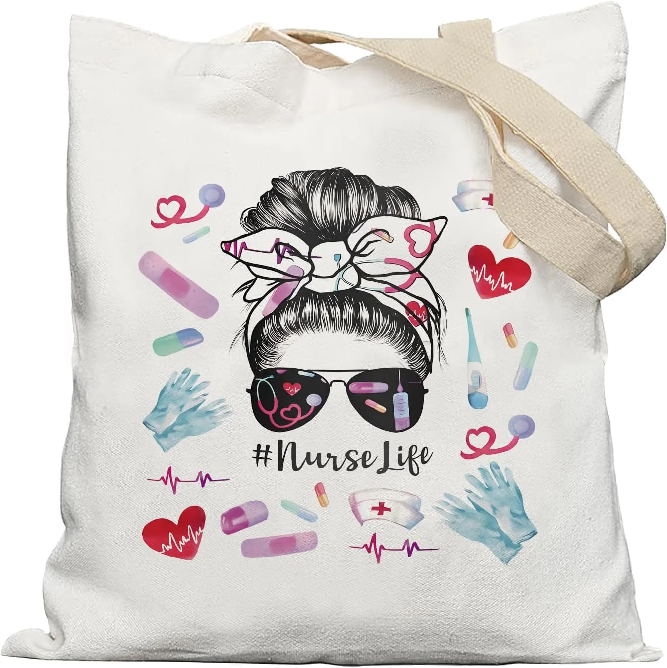 Nurse Tote Bag, Nurse Gifts Canvas Tote Bags for Women, Nurses Week Gifts, Nursing Reusable Grocery Shopping Bags