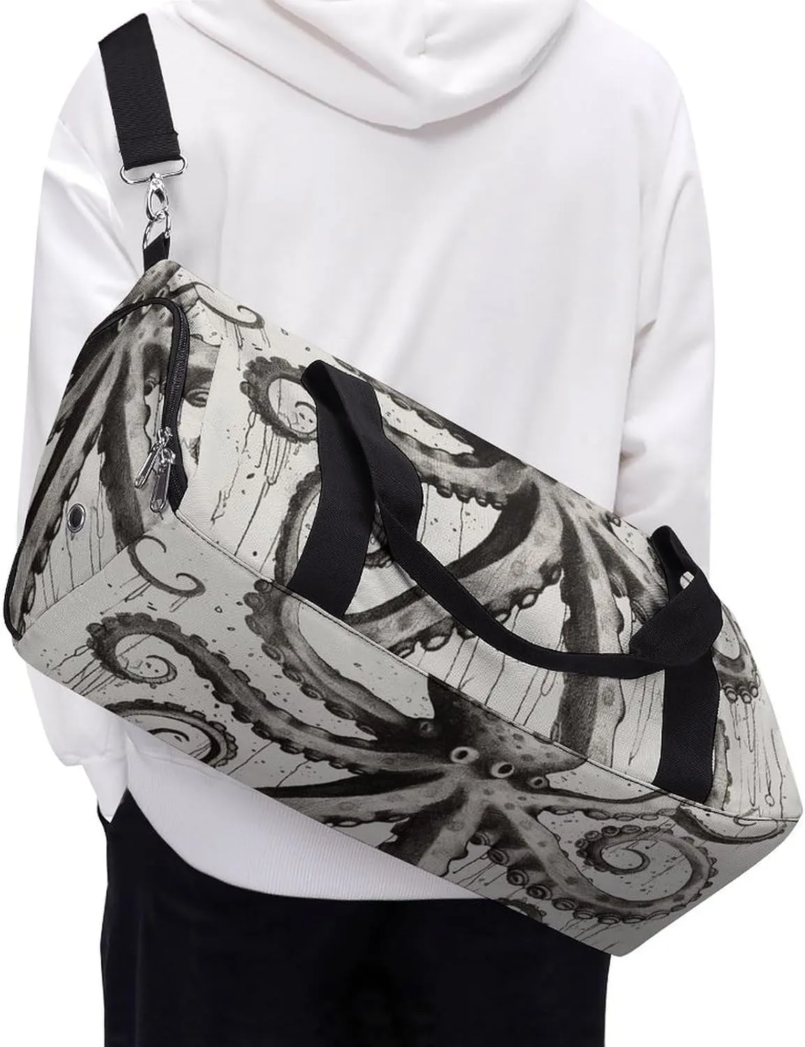 Octopus Sports Gym Bag Carry on Holdalls for Men Small Duffel Bags for Women with Shoe Compartment