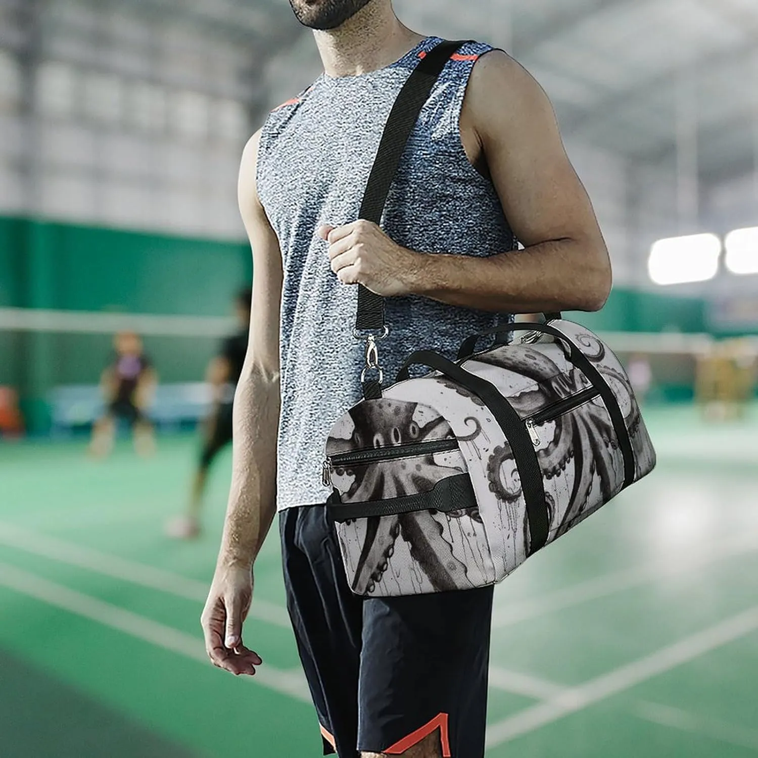 Octopus Sports Gym Bag Carry on Holdalls for Men Small Duffel Bags for Women with Shoe Compartment