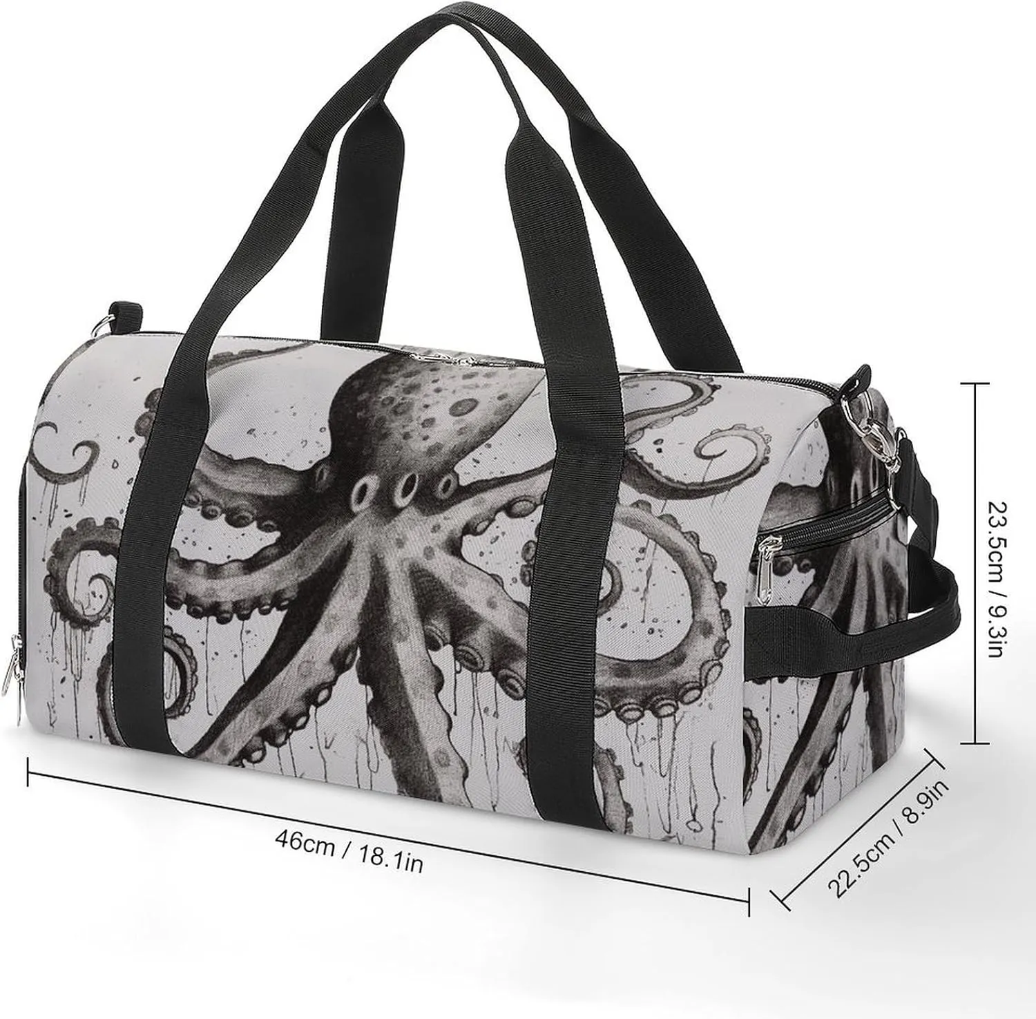 Octopus Sports Gym Bag Carry on Holdalls for Men Small Duffel Bags for Women with Shoe Compartment