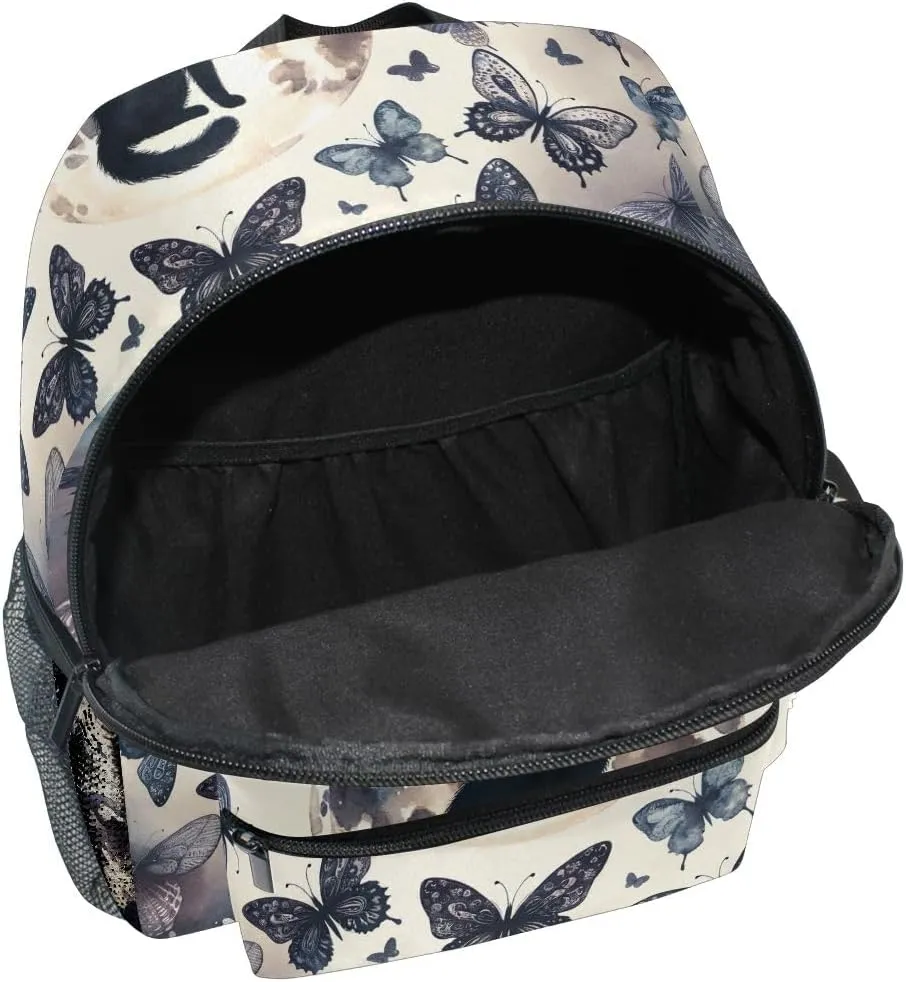 ODAWA Cat Silhouette Butterflies Space Kids' Backpacks with Name Tag Toddler Preschool Backpack