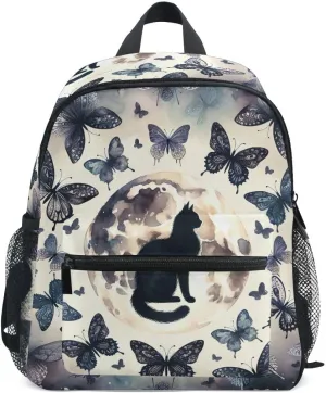 ODAWA Cat Silhouette Butterflies Space Kids' Backpacks with Name Tag Toddler Preschool Backpack