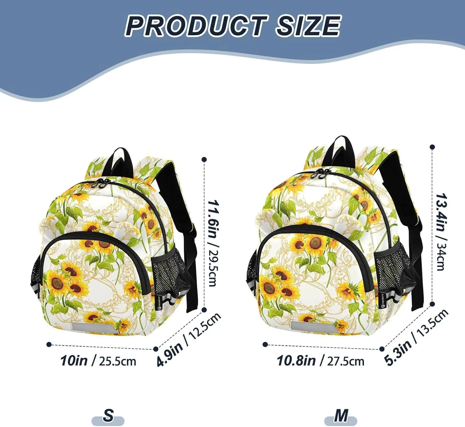 ODAWA Kid Backpack Vintage Sunflower Beige Toddler Leash Backpacks, Preschool Backpack for Girls