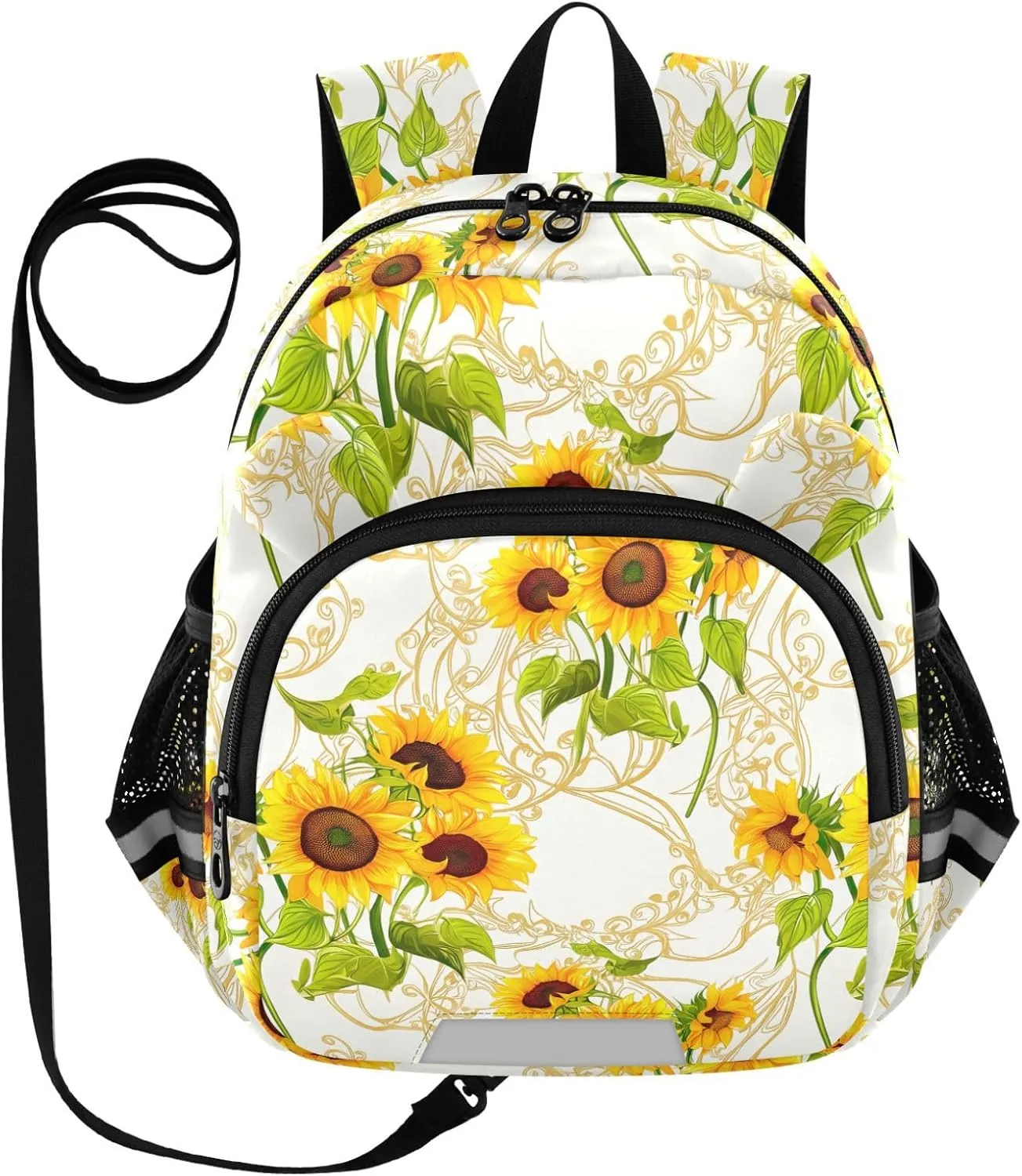 ODAWA Kid Backpack Vintage Sunflower Beige Toddler Leash Backpacks, Preschool Backpack for Girls