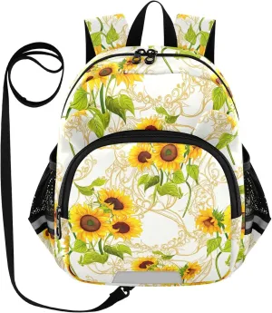 ODAWA Kid Backpack Vintage Sunflower Beige Toddler Leash Backpacks, Preschool Backpack for Girls