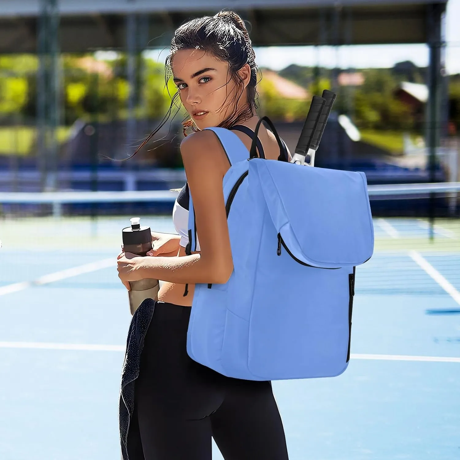 ODAWA Light Salmon Tennis Bag Holds 2 Tennis Rackets Waterproof Tennis Backpack