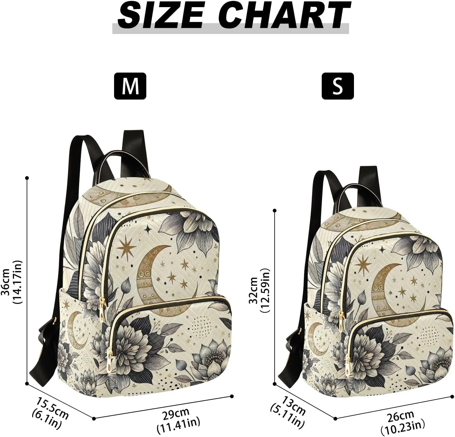ODAWA Small Quilted Backpack for Women Boho Floral Moon Mini Backpack for Women Travel Backpack