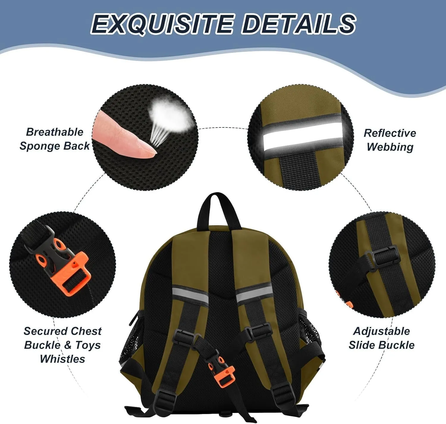 ODAWA Toddler Leash Backpacks Coffee Kids Backpack, Toddler Schoolbag for Boys Girls