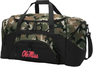 Ole Miss Duffel Bag LARGE University of Mississippi Suitcase or Gym Bag for Men Ladies Him or Her! (Camo)