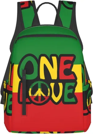 One Loves Peace Reggae Colors Casual Backpacks Laptop Backpack Outdoor Travel Rucksack Sport Carry-On Daypack Lightweight Bag with Multi-Pockets