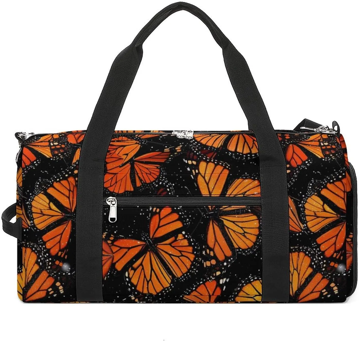 Orange Monarch Butterflies Printed Sports Gym Bag Lightweight Travel Duffle Bag Carry on Weekender Bags for Women Men