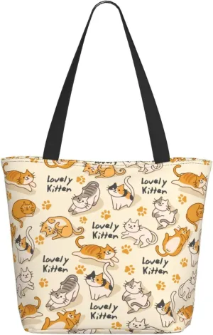 Orange Vintage Floral Tote Bag Women Reusable Shopping Bags Shoulder Bag Portable Storage HandBags