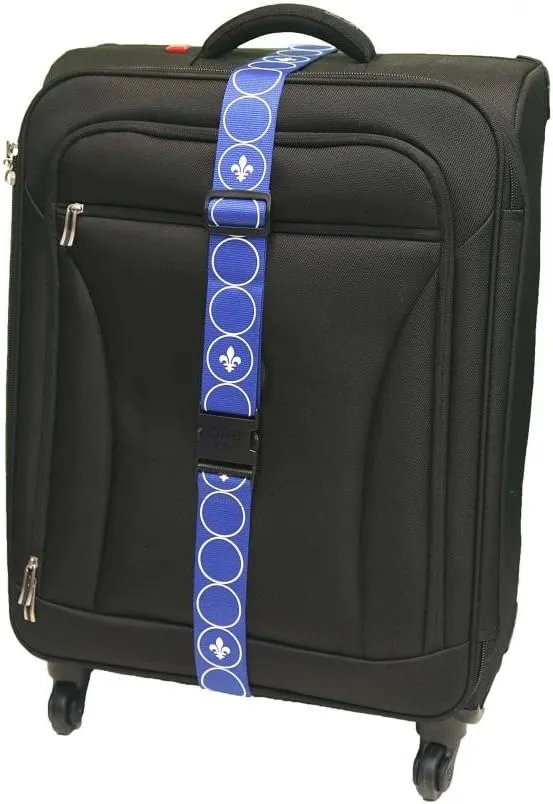 ORB Travel Luggage Strap Heavy Duty Quick Connect Buckle. Spot It Secure It (TE102-Indigo/White-fleur de lis)