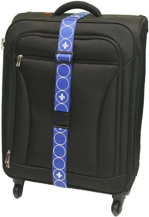 ORB Travel Luggage Strap Heavy Duty Quick Connect Buckle. Spot It Secure It (TE102-Indigo/White-fleur de lis)