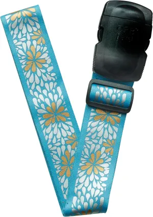 ORB Travel Premium Designer Luggage Strap LS326-Blooms - Turquoise/Metallic Gold
