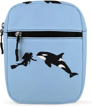 Orca Killer Whale Scuba Dive Cute Crossbody Bags Small Sling Purse Travel Shoulder Bag with Adjustable Strap for Men Women