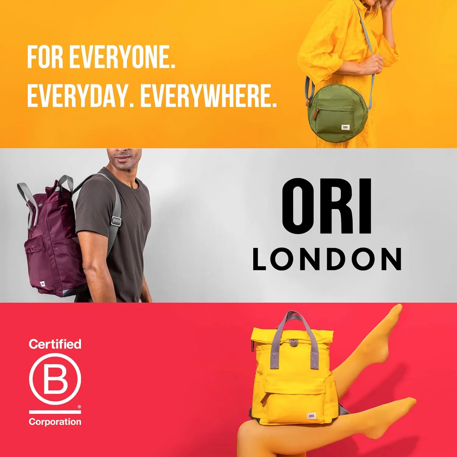 ORI LONDON Crossbody Bag - Nylon Small Crossbody Bags for Women & Men with Chunky Zippers - The Paddington