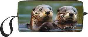 Otters print Travel Cosmetic Bag Gifts for Women Portable Make Up Bags for Women Mother Sister