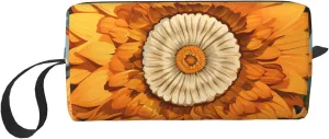 OUSIKA Sunflower Surrounded by Butterflies Cosmetic Bags for Women Portable Makeup Bag Travel Storage Bag Daily Receive Bag Large Capacity Toiletry Bag