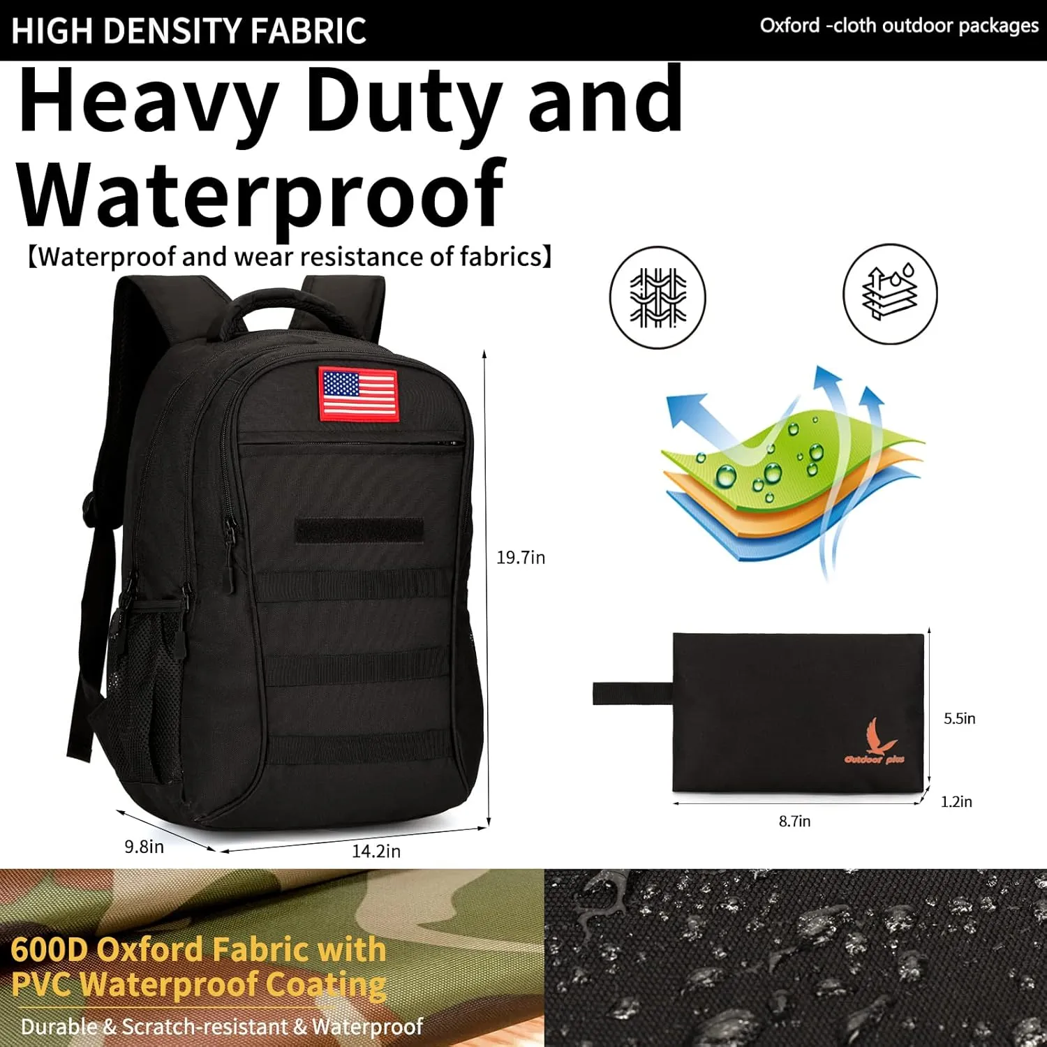 outdoor plus Camo Backpack,Military Boys Backpacks for School,Army Bookbag with USB Charging Port,30l/40L